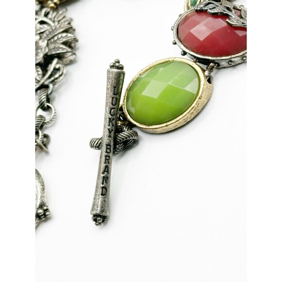 Ornate Lucky Brand Butterfly Flower Cabochon Bracelet Gold/Silver Tone - Picture 3 of 7